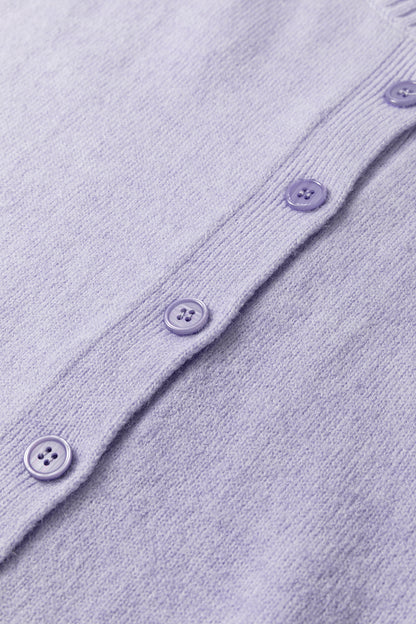 Lavendula Button-Down 3/4 Sleeve Boxy Knit Cardigan