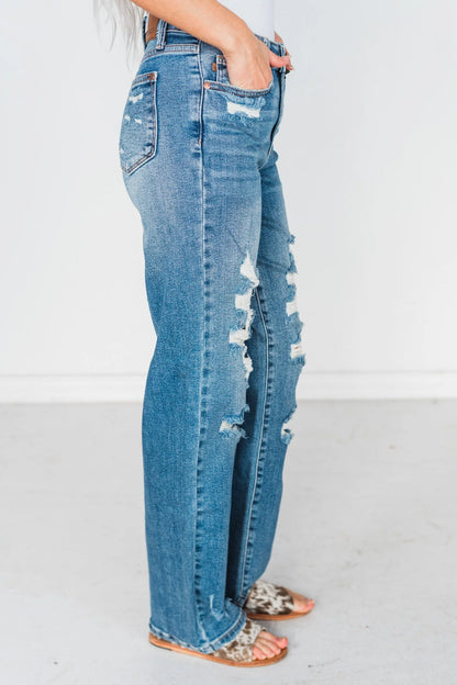 Judy Blue High-Waisted Heavy Destroy Straight Jeans – Effortlessly Edgy & Unbelievably Comfy