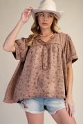 Mocha Meadow Cotton Gauze Top
