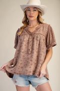 Mocha Meadow Cotton Gauze Top