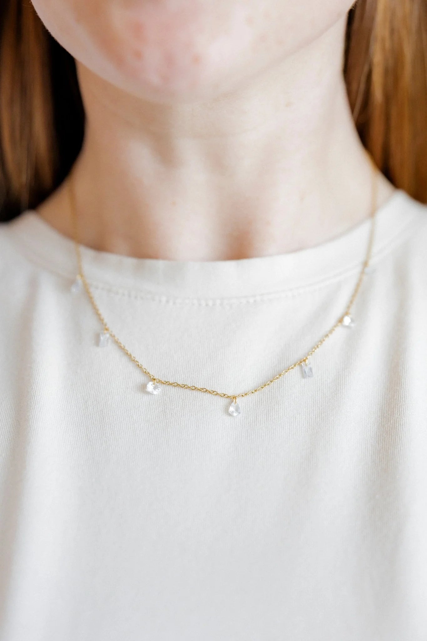 Linny Co. Allegra Clear Gold Necklace | 18K Gold-Plated Crystal Charm Necklace