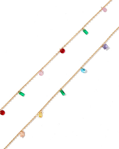 Linny Co. Allegra Multi Necklace | Colorful Stone Gold Adjustable Necklace