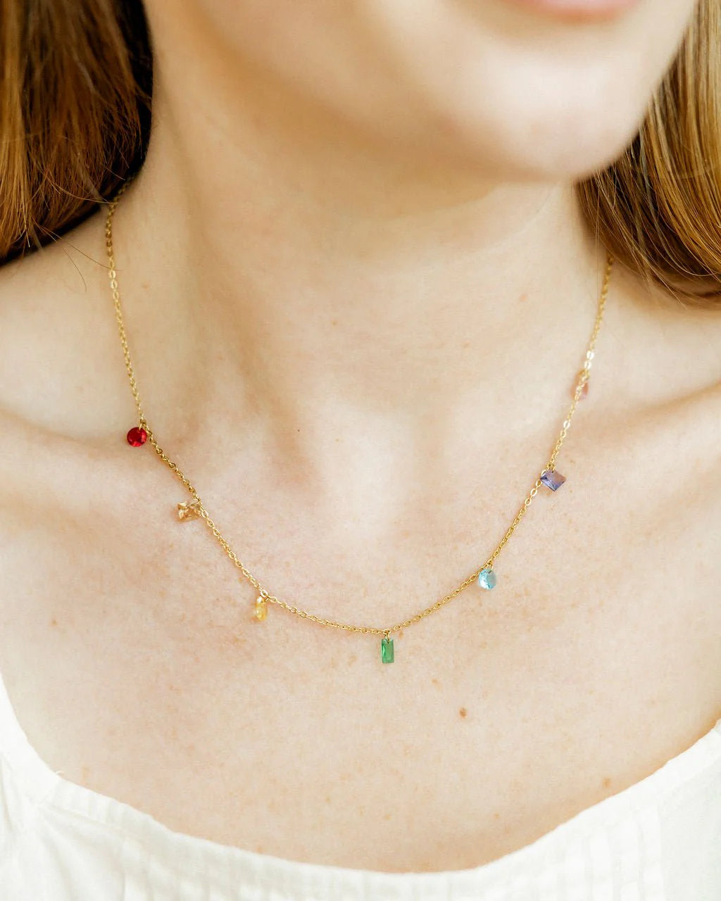 Linny Co. Allegra Multi Necklace | Colorful Stone Gold Adjustable Necklace