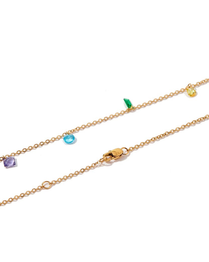 Linny Co. Allegra Multi Necklace | Colorful Stone Gold Adjustable Necklace