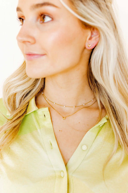 Linny Co. Dabney Pearl Gold Necklace | Pearl Accent Adjustable Gold Necklace
