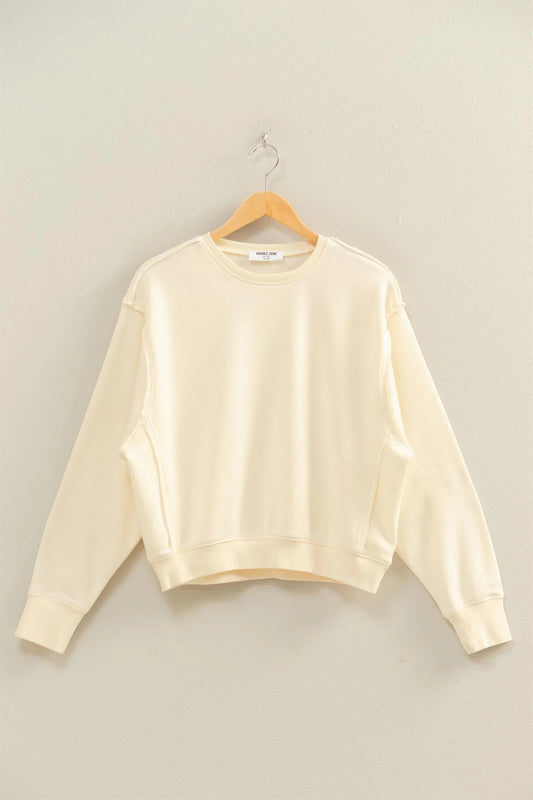HyFVE / Double Zero Laid Back Luxe Raw Edge Sweatshirt | Burnout French Terry Crewneck Pullover