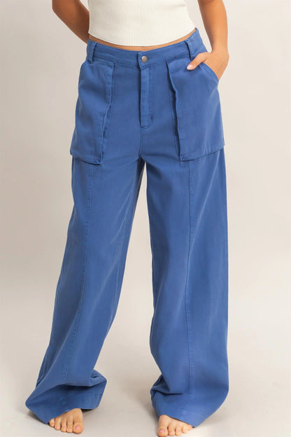 On The Move High Rise Cargo Pants – Relaxed Wide Leg Pants with Ankle Ties