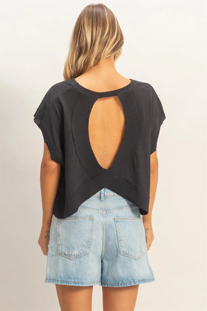 Easy Breezy Babe Boxy Crew Neck Crop Top | Relaxed Fit Casual Tee