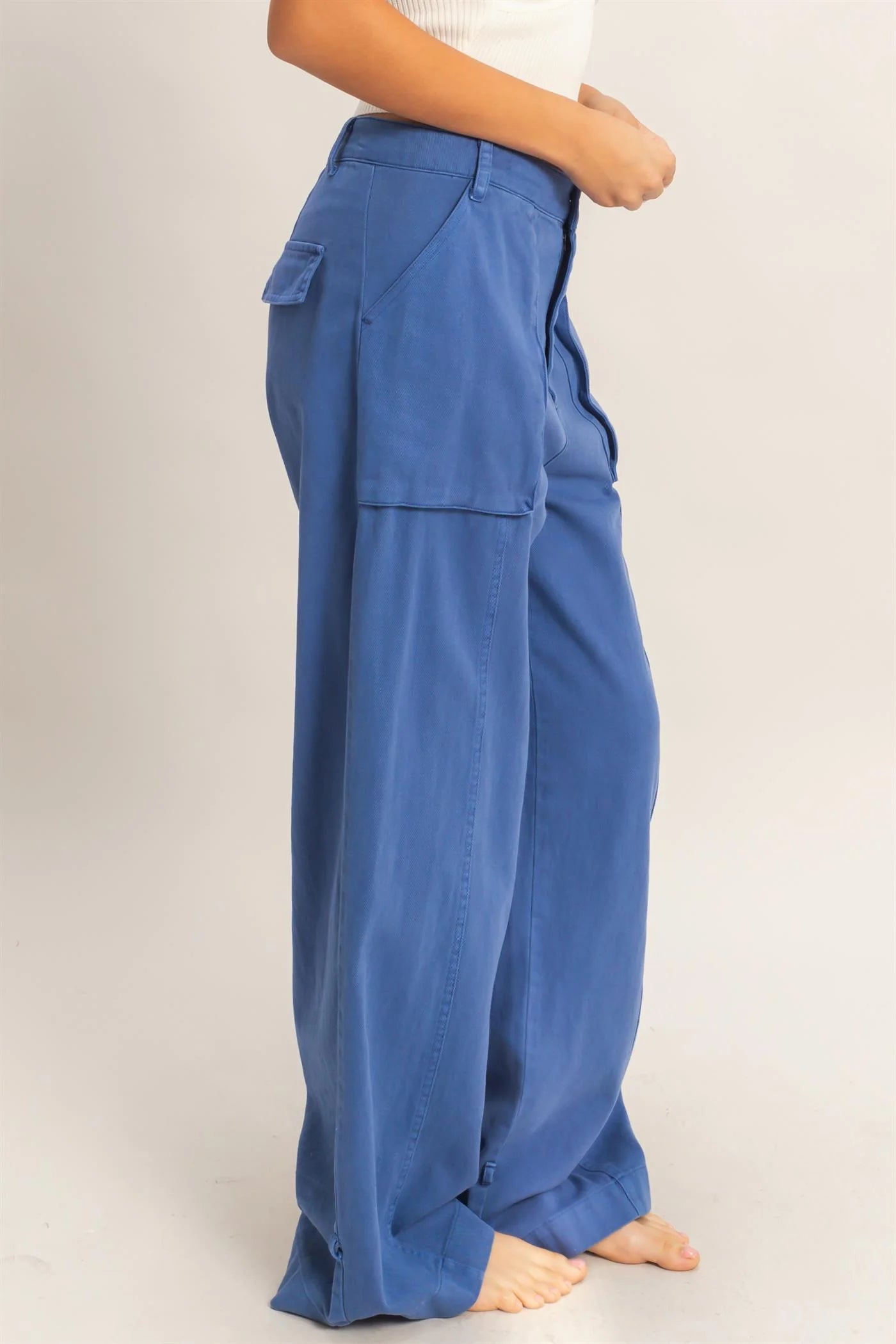On The Move High Rise Cargo Pants – Relaxed Wide Leg Pants with Ankle Ties