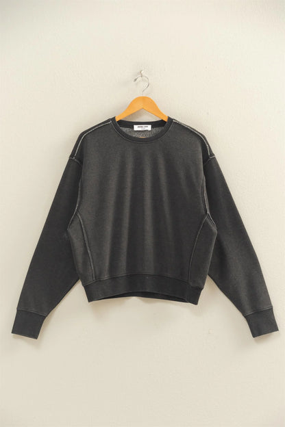 HyFVE / Double Zero Laid Back Luxe Raw Edge Sweatshirt | Burnout French Terry Crewneck Pullover