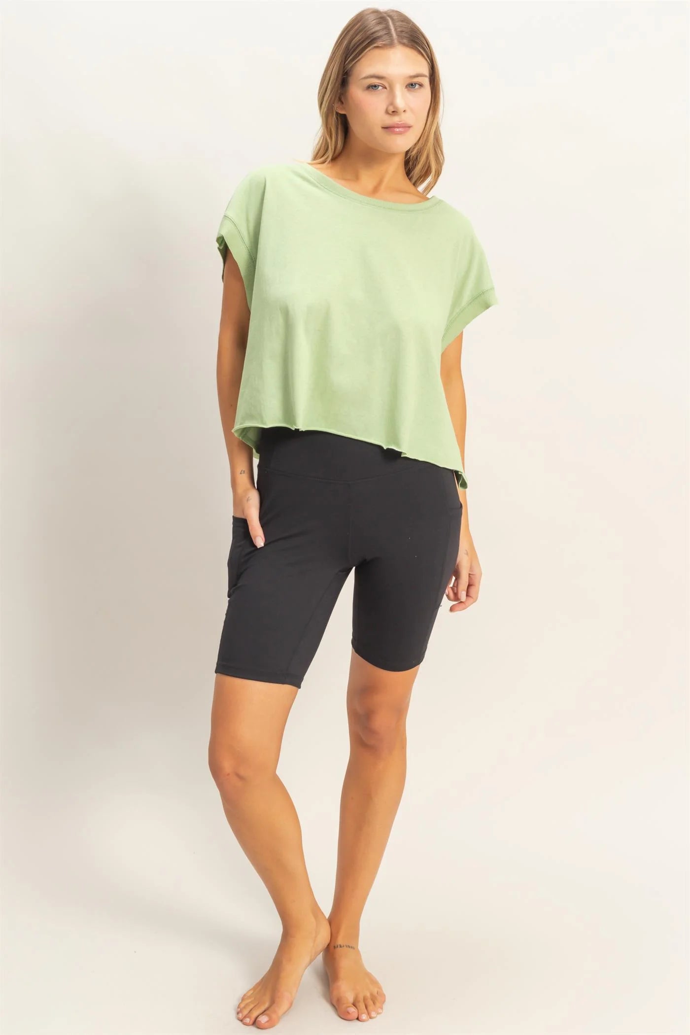 Easy Breezy Babe Boxy Crew Neck Crop Top | Relaxed Fit Casual Tee