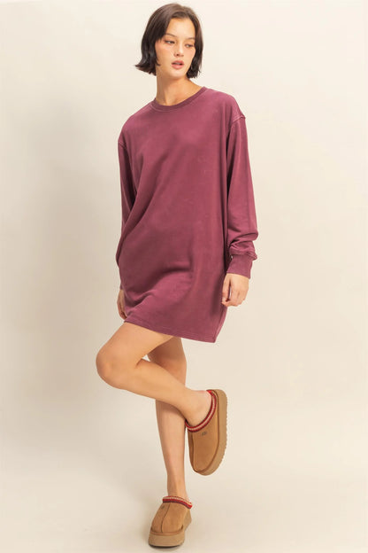 Mineral Washed Oversized Mini Sweatshirt by HYFVE – Relaxed Fit, Dropped Shoulder