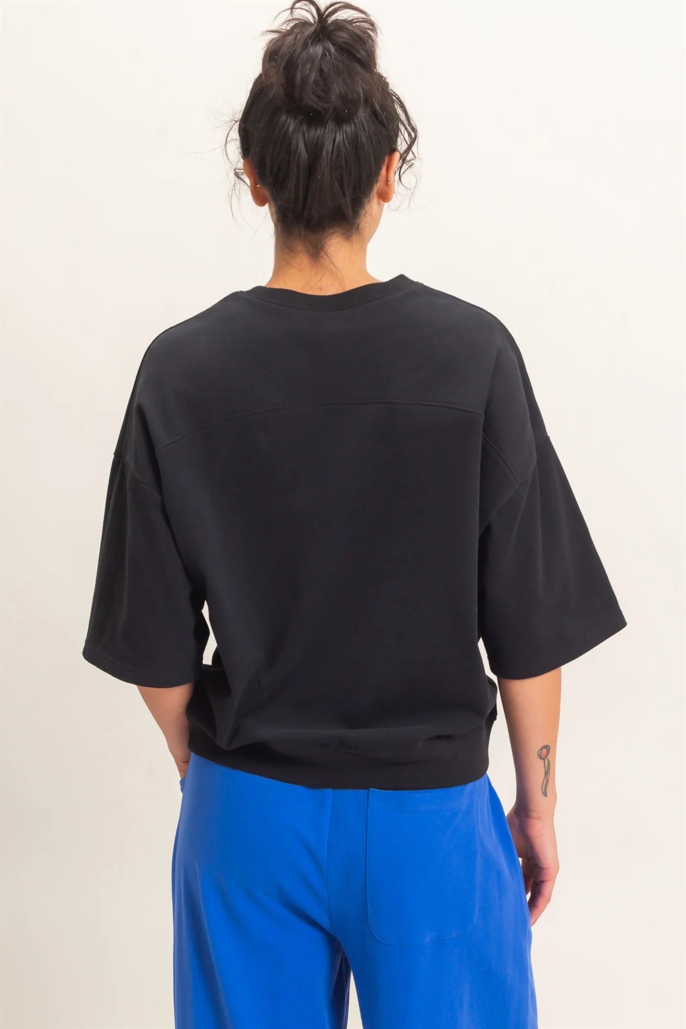 Washed Crew Neck Short Sleeve Top by Double Zero | Relaxed Drop Shoulder Boutique Tee