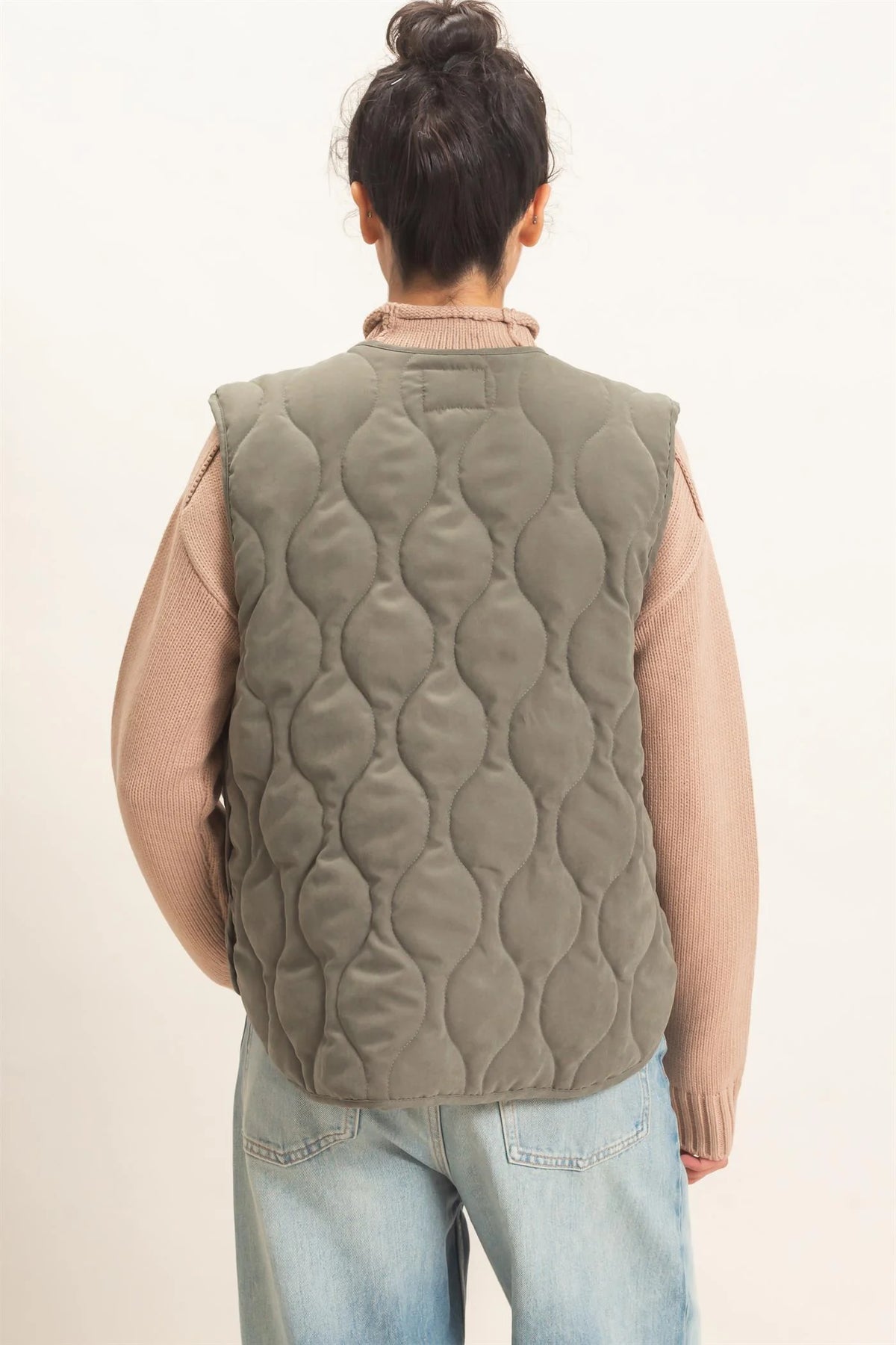 Olive Everyday Quilted Vest | HyFve / Double Zero Zip-Front Layering Vest