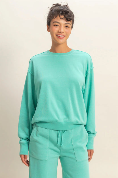 HyFVE / Double Zero Laid Back Luxe Raw Edge Sweatshirt | Burnout French Terry Crewneck Pullover