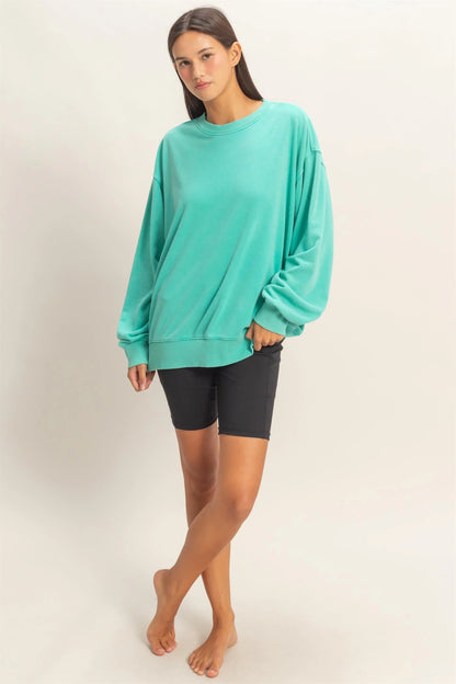 Oversized Mineral Washed Sweatshirt – Soft Vintage Fade, Relaxed Fit by HyFve