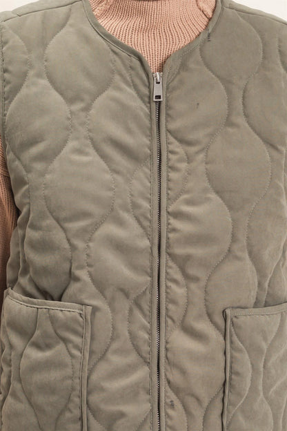 Olive Everyday Quilted Vest | HyFve / Double Zero Zip-Front Layering Vest