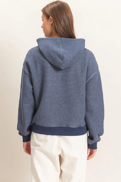 HyFVE / Double Zero Striped French Terry Hoodie | DZ26C619 Relaxed Drawstring Pullover