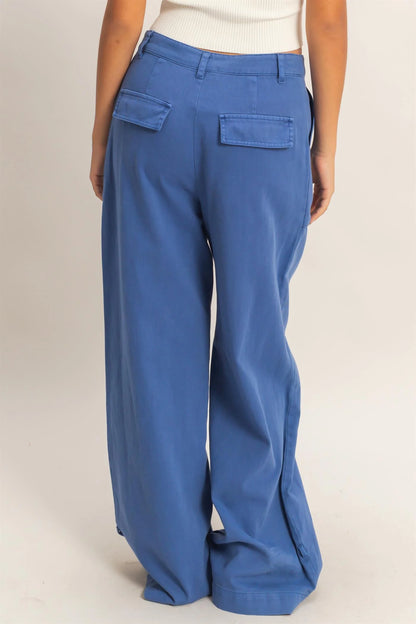 On The Move High Rise Cargo Pants – Relaxed Wide Leg Pants with Ankle Ties