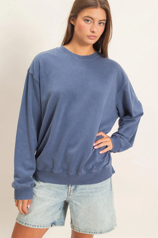 Mineral Wash Crew Neck Sweatshirt | By HYFVE