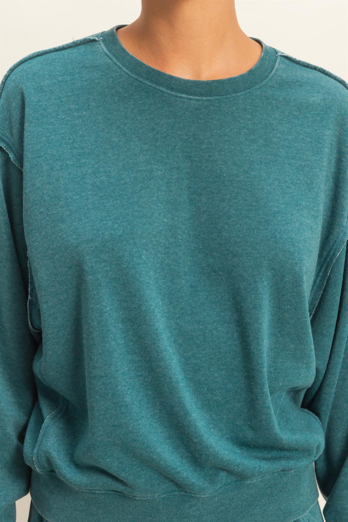 HyFVE / Double Zero Laid Back Luxe Raw Edge Sweatshirt | Burnout French Terry Crewneck Pullover