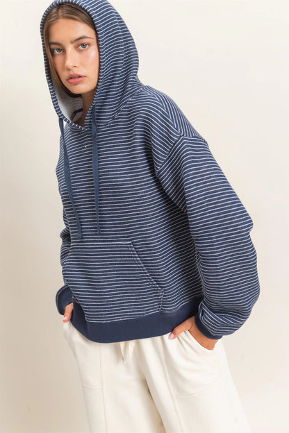 HyFVE / Double Zero Striped French Terry Hoodie | DZ26C619 Relaxed Drawstring Pullover