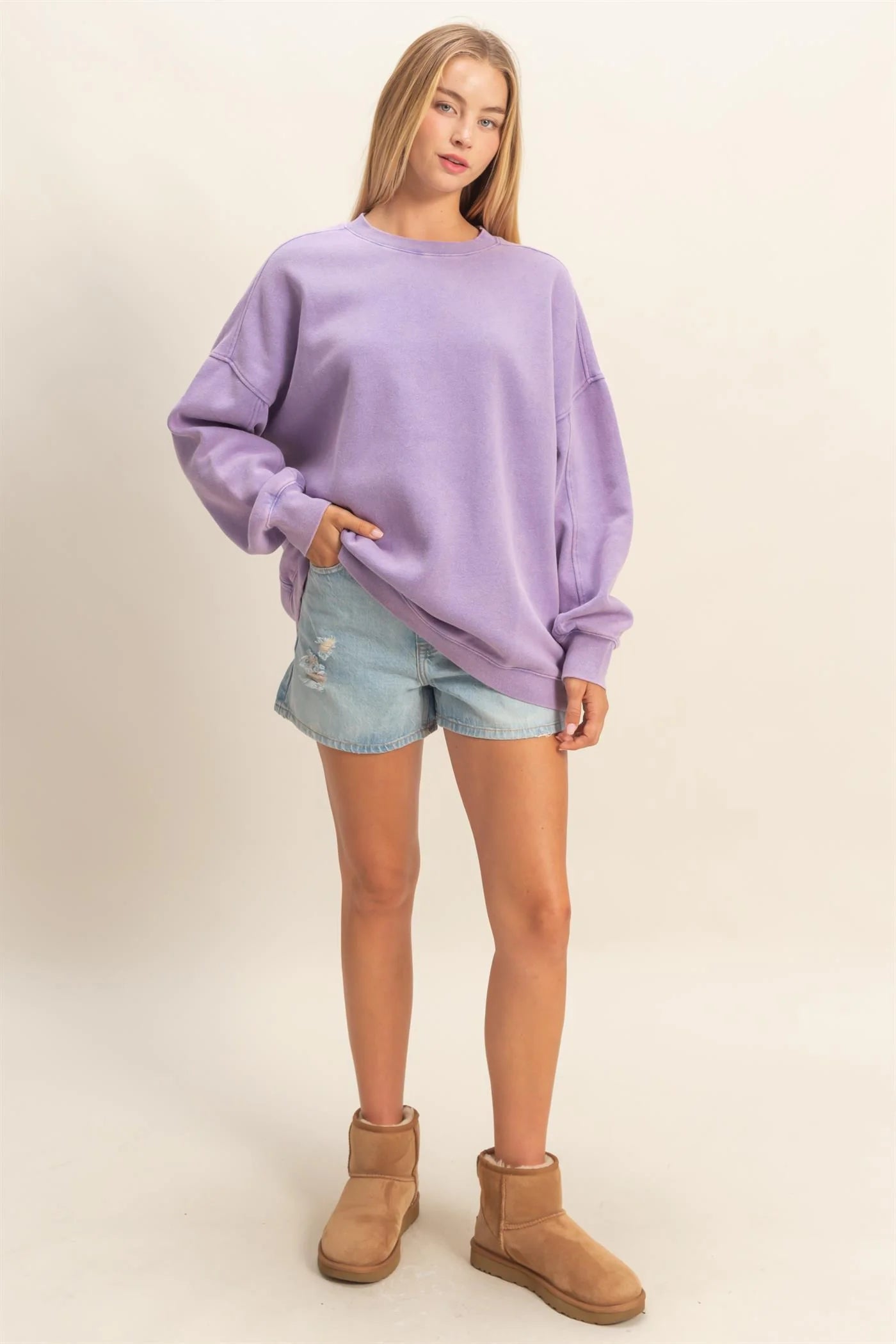 Oversized Mineral Washed Sweatshirt – Soft Vintage Fade, Relaxed Fit by HyFve