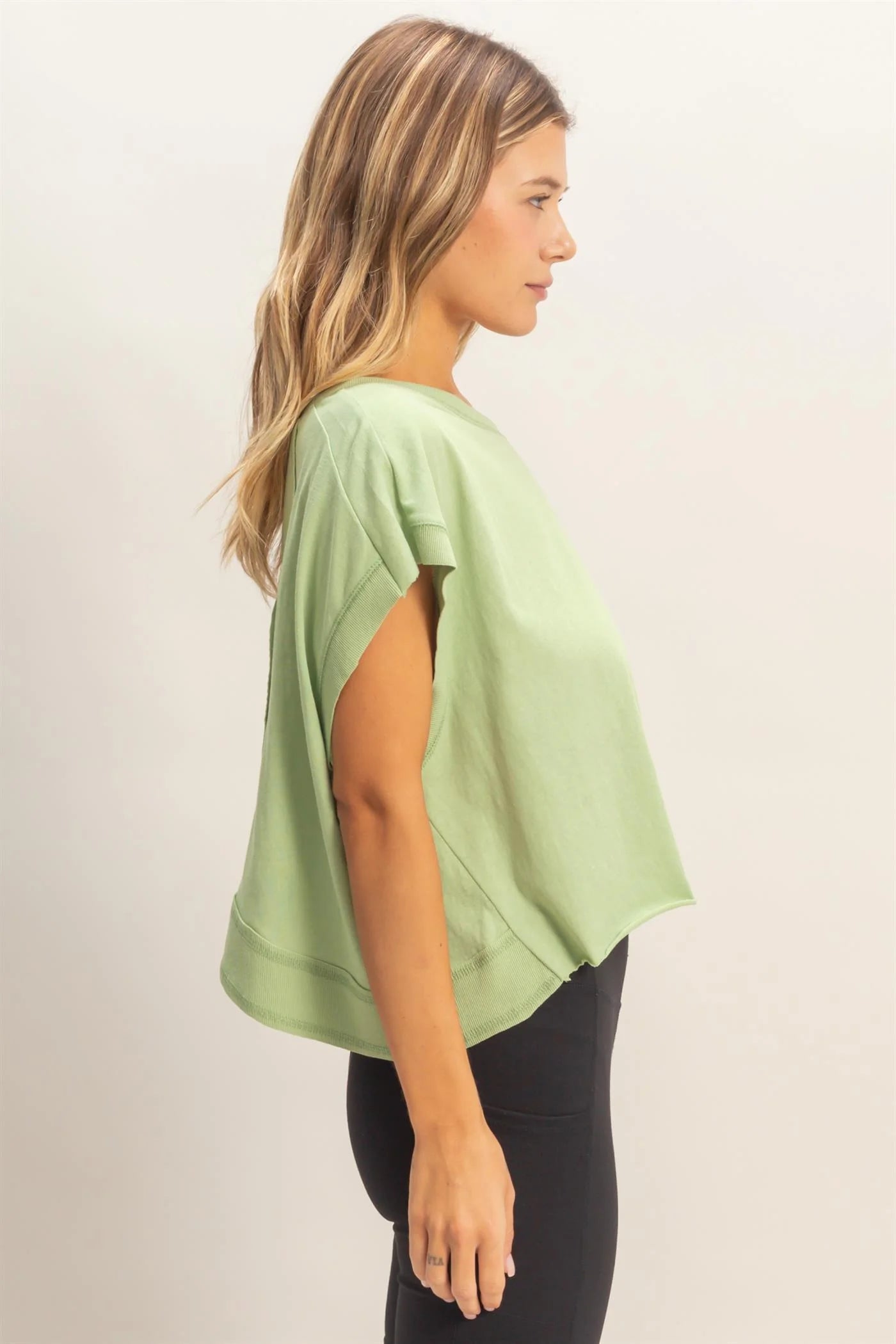 Easy Breezy Babe Boxy Crew Neck Crop Top | Relaxed Fit Casual Tee