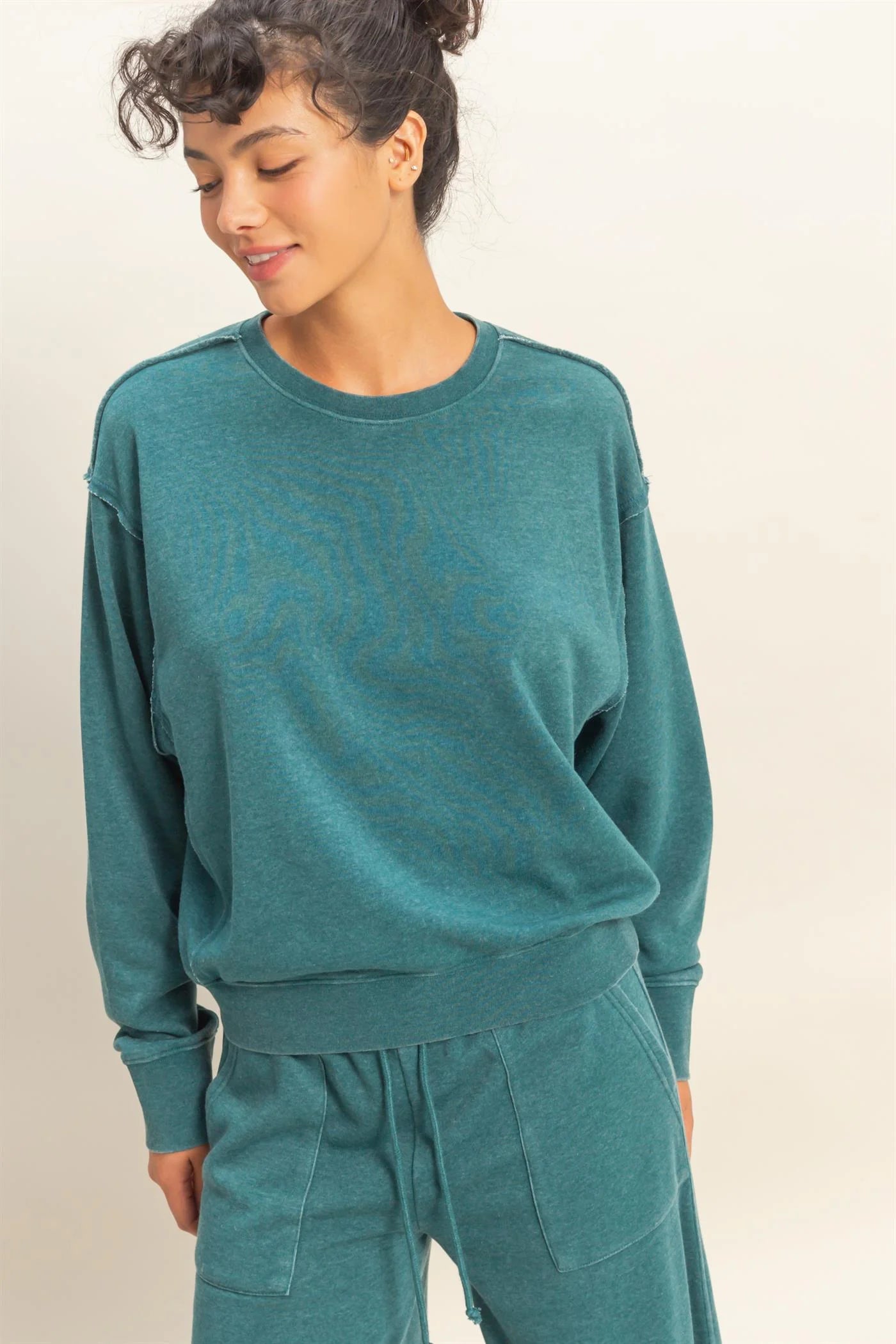 HyFVE / Double Zero Laid Back Luxe Raw Edge Sweatshirt | Burnout French Terry Crewneck Pullover