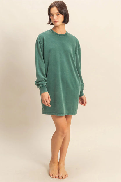 Mineral Washed Oversized Mini Sweatshirt by HYFVE – Relaxed Fit, Dropped Shoulder