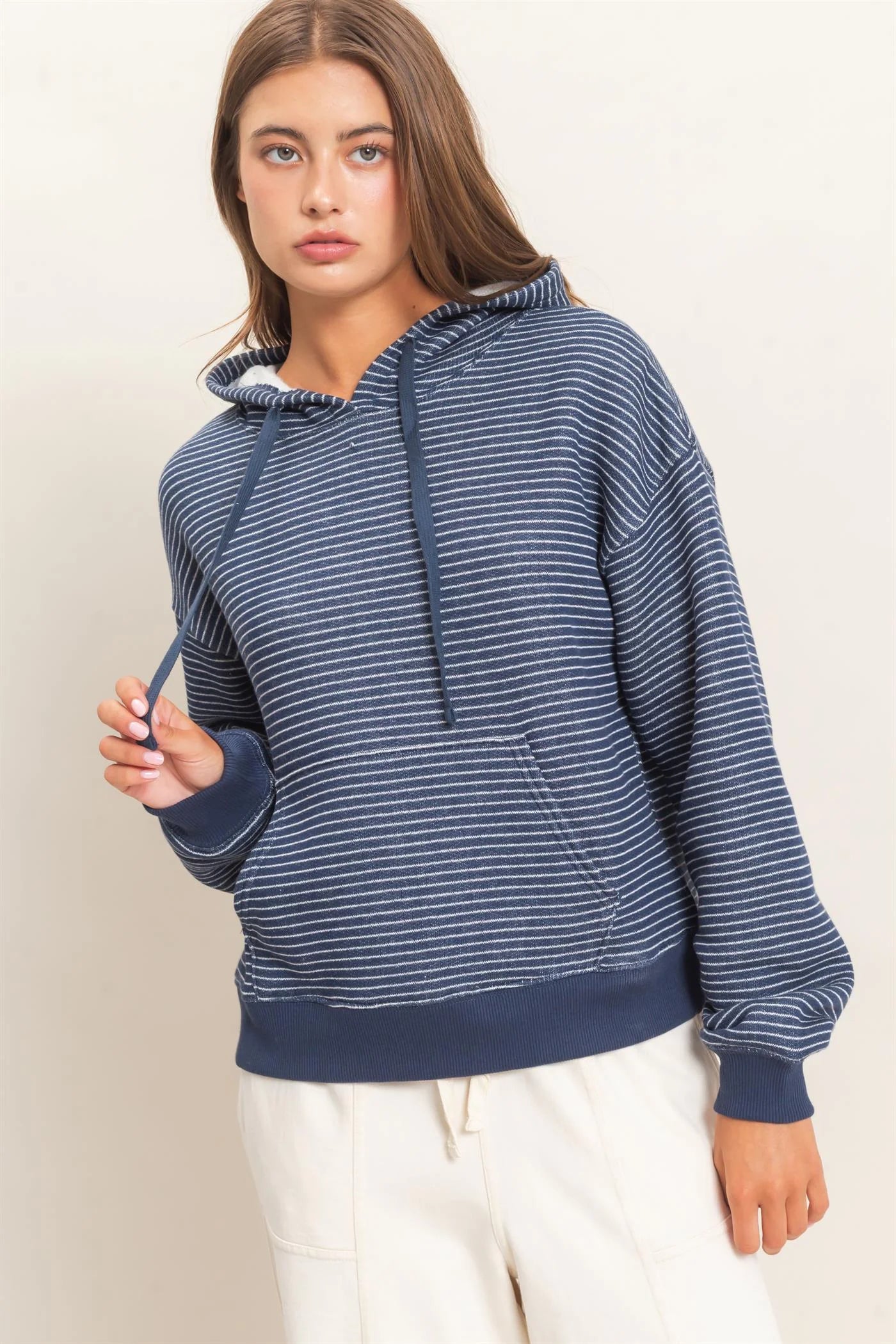 HyFVE / Double Zero Striped French Terry Hoodie | DZ26C619 Relaxed Drawstring Pullover