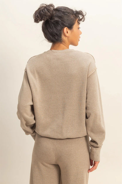 HyFVE / Double Zero Laid Back Luxe Raw Edge Sweatshirt | Burnout French Terry Crewneck Pullover