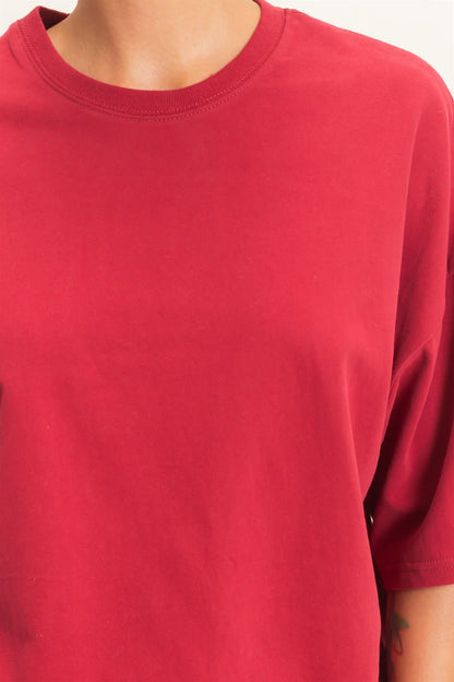 Washed Crew Neck Short Sleeve Top by Double Zero | Relaxed Drop Shoulder Boutique Tee