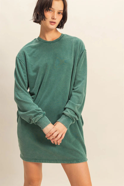 Mineral Washed Oversized Mini Sweatshirt by HYFVE – Relaxed Fit, Dropped Shoulder