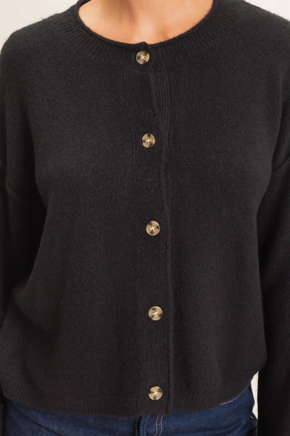 Double Zero Easy Layer Button-Front Cardigan | DZ26E269 Loose Fit Crew Neck Sweater