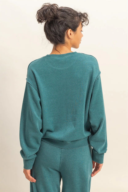 HyFVE / Double Zero Laid Back Luxe Raw Edge Sweatshirt | Burnout French Terry Crewneck Pullover