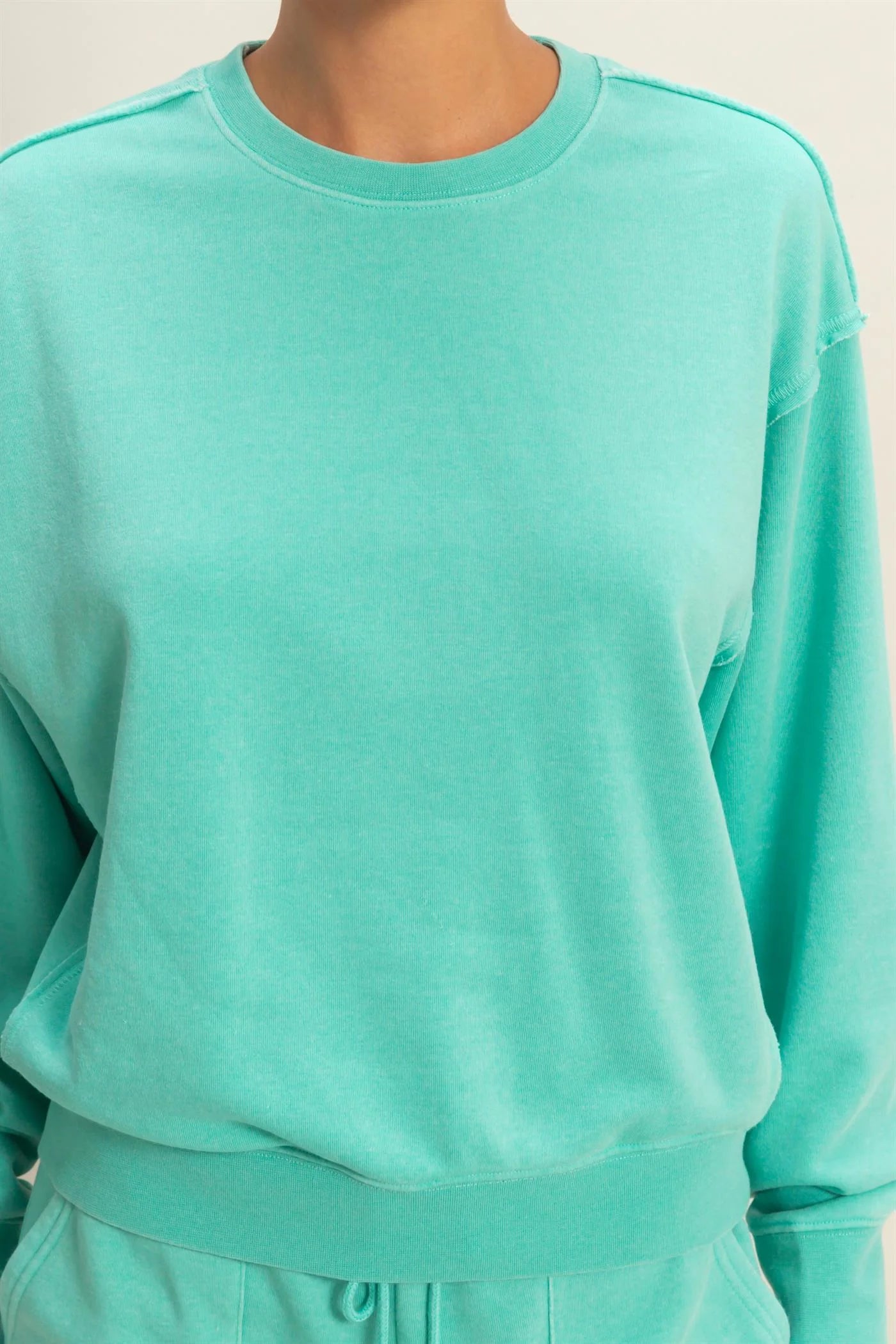 HyFVE / Double Zero Laid Back Luxe Raw Edge Sweatshirt | Burnout French Terry Crewneck Pullover