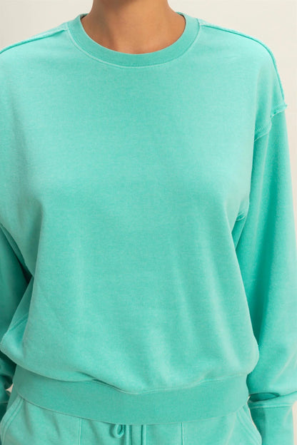 HyFVE / Double Zero Laid Back Luxe Raw Edge Sweatshirt | Burnout French Terry Crewneck Pullover