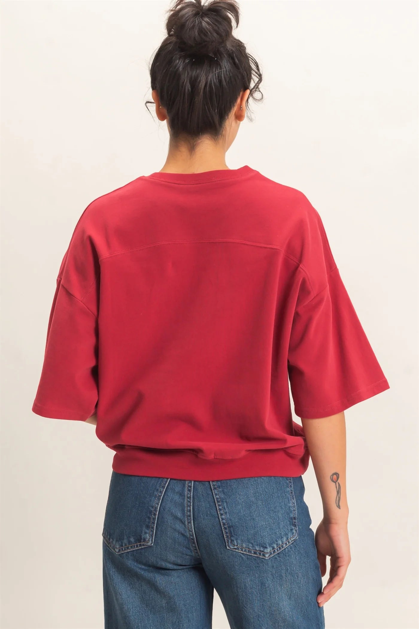 Washed Crew Neck Short Sleeve Top by Double Zero | Relaxed Drop Shoulder Boutique Tee
