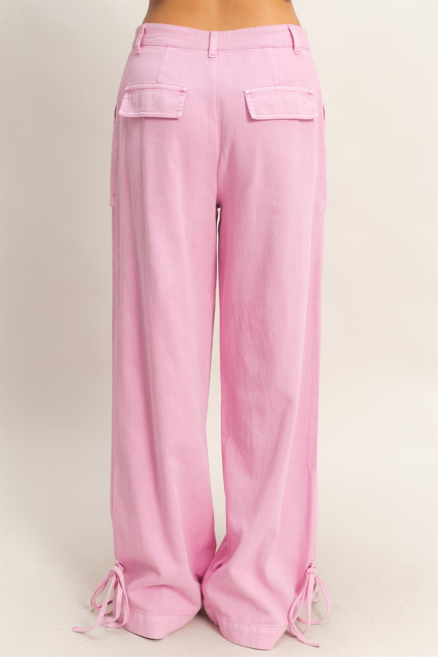 On The Move High Rise Cargo Pants – Relaxed Wide Leg Pants with Ankle Ties