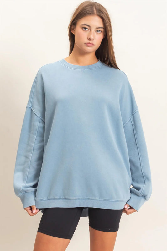HyFVE / Double Zero Acid Wash Crewneck Sweatshirt | DZ26E268 Vintage Wash Pullover
