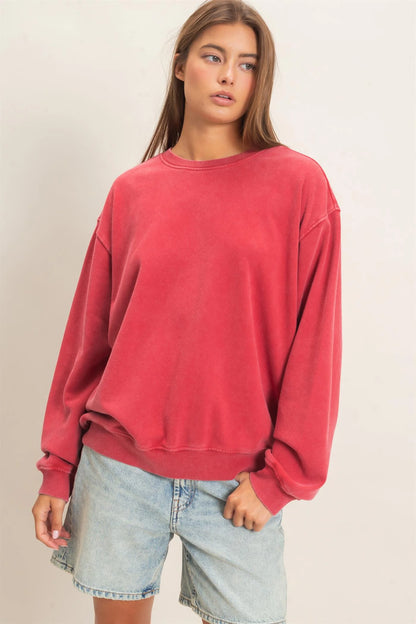 Mineral Wash Crew Neck Sweatshirt | By HYFVE