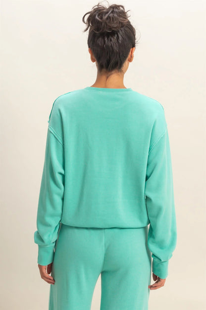 HyFVE / Double Zero Laid Back Luxe Raw Edge Sweatshirt | Burnout French Terry Crewneck Pullover