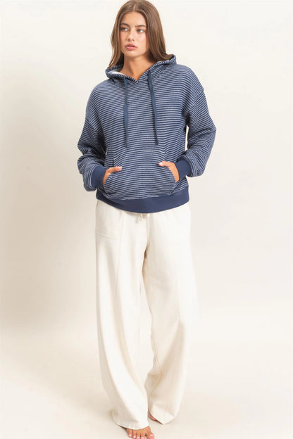HyFVE / Double Zero Striped French Terry Hoodie | DZ26C619 Relaxed Drawstring Pullover
