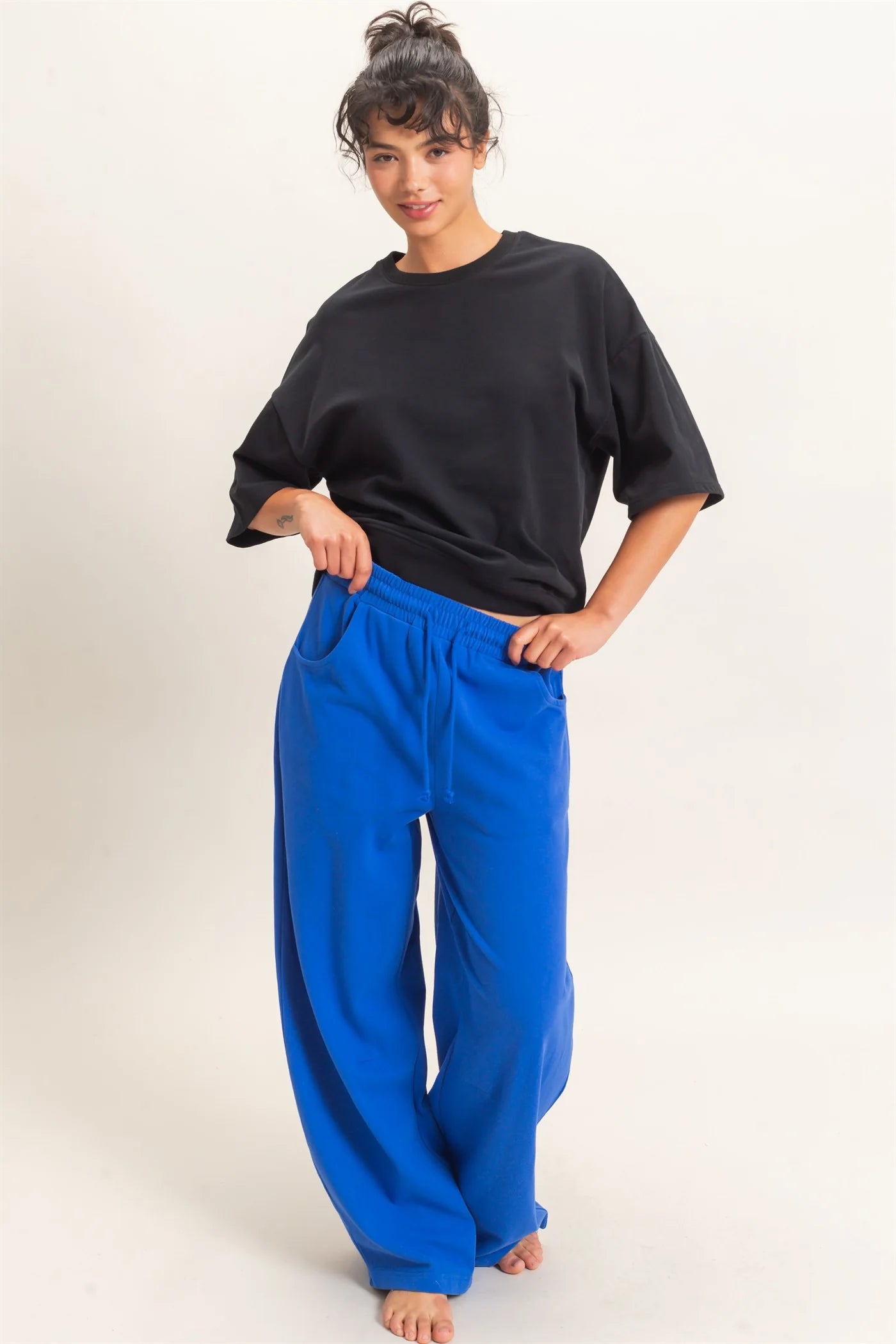 Washed Crew Neck Short Sleeve Top by Double Zero | Relaxed Drop Shoulder Boutique Tee