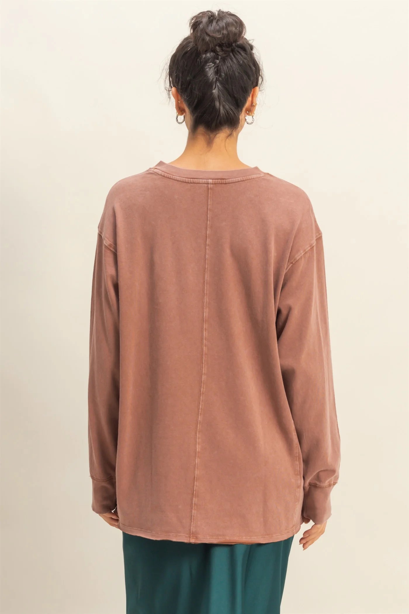 Mineral Washed Drop Shoulder Long Sleeve Tee – Relaxed Everyday Essential