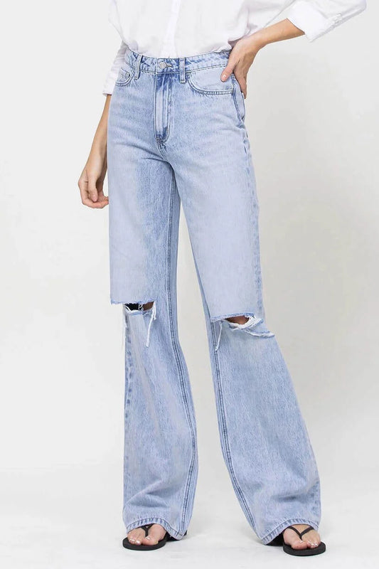 90'S VINTAGE SUPER HIGH RISE FLARE JEANS Vervet