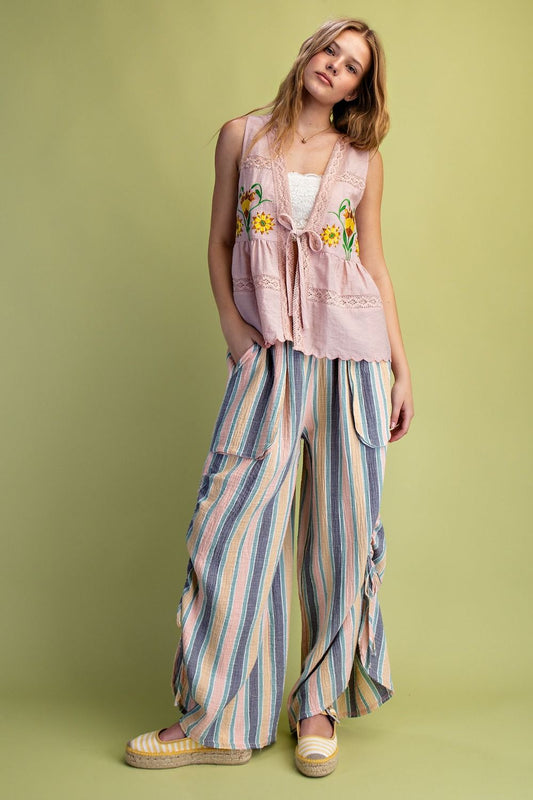 Sunset Stroll Cotton Gauze Stripe Pants