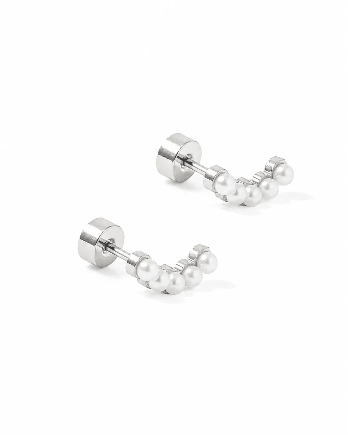 Linny Co. Abigail Pearl Screwback Stud Earrings | Gold or Silver Pearl Flat Back Earrings