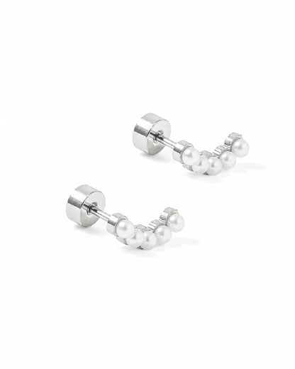 Linny Co. Abigail Pearl Screwback Stud Earrings | Gold or Silver Pearl Flat Back Earrings